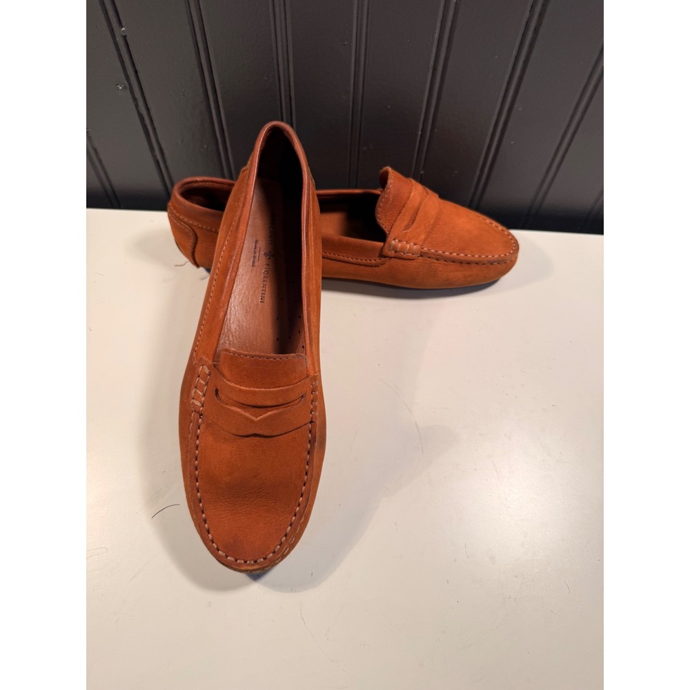 Mercanti Fiorentini Womens Cognac Leather Penny Loafers Driving Shoes 7.5B
